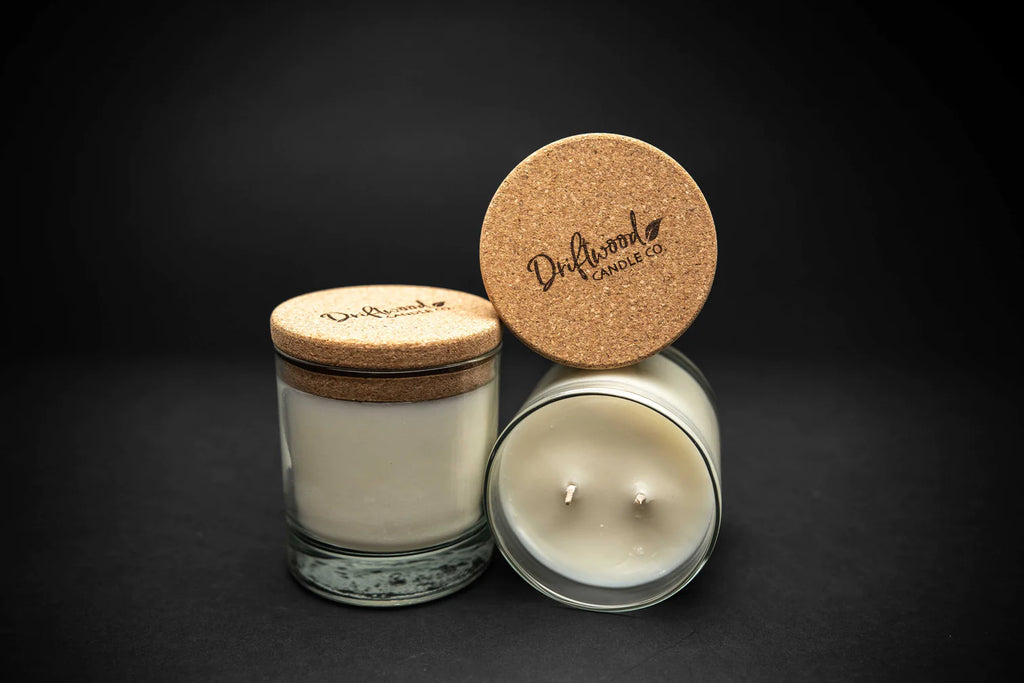 Soy Candles with cork lid on black background. Great Gift Ideas for anyone looking to enjoy slow living and relaxation.